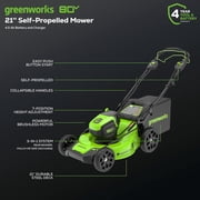 Greenworks 80V 21 Self-Propelled Mower/580CFM Blower Combo kit with 4Ah Battery and 4A Rapid Charger