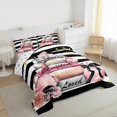 thumbnail image 3 of Erosebridal Romantic Makeup Comforter Sets King Size,Floral Flower Comforters & Duvets,Black White Geometric Stripes Bedding King Comforter Set,Room Decorative Reversible,3-Piece, 3 of 7