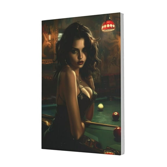 12x18 inch Sexy Billiards Table Woman Picture Canvas Poster,Billiards Hall,Cafes Wall Decor Accessories,Indoor Man Cave,Bedroom,Billiard Room Wall Art Decor Canvas Painting,Room Decor For Men