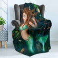 thumbnail image 4 of Underwater Soft Flannel Fleece Throw Blanket, Fantasy Mermaid in Lake with Lilies Blossom Plants Leaves, Cozy Plush for Indoor and Outdoor Use, 60" x 80", Green Brown Jade Green, by Ambesonne, 4 of 5