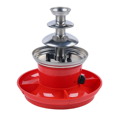 

TFCFL 3-Tiers Electric Stainless Steel Chocolate Fondue Fountain Machine with Fruit Plate 85w Red 10.23
