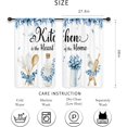 thumbnail image 2 of Navy Blue Teal Eucalyptus Leaves Kitchen Curtains Small Short Leaf Plants Country Botanical Country Rod Pocket Natural Spring Bedroom Living Room Treatment Fabric 2 Panels 27.5Wx39H Inch, 2 of 6