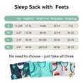 thumbnail image 6 of 3 Pack-0.5 Tog Lightweight Summer Toddler Sleep Sack with Feet 6-12 Months 100% Cotton Breathable Unisex Baby Sleep Sack with Legs 2-Way Zipper Footed Wearable Blanket, 6 of 6