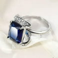 thumbnail image 4 of Blue Zirconia Square Cut AAA Cz 925 Silver Wedding Ring Band for Women Size 6-10, 4 of 5