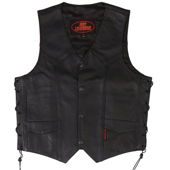 Hot Leathers VSM1033 Men's Black 'Classic Side Lace' Leather Vest 5X-Large
