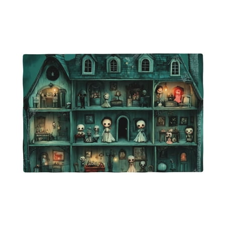 

Placemats Set of 4 Halloween Scary Dollhouse A Place mats for Dining Table Indoor/Outdoor Cute Heat Resistant Washable Table Mats(18 x 12 )