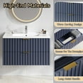 thumbnail image 3 of 30 Inch Bathroom Vanity with Sink Combo, Floating Bathroom Vanity with 2 Fluted Drawers & Metal Handle, Modern Wall Mount Storage Cabinet with Ceramic Integrated Sink for Small Space (Blue), 3 of 6