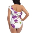 thumbnail image 5 of Pofeuu Orchids Flowers Print Women's One Piece Swimsuits One Shoulder Swimwear Asymmetric Ruffle Monokinis Bathing Suits-Medium, 5 of 6