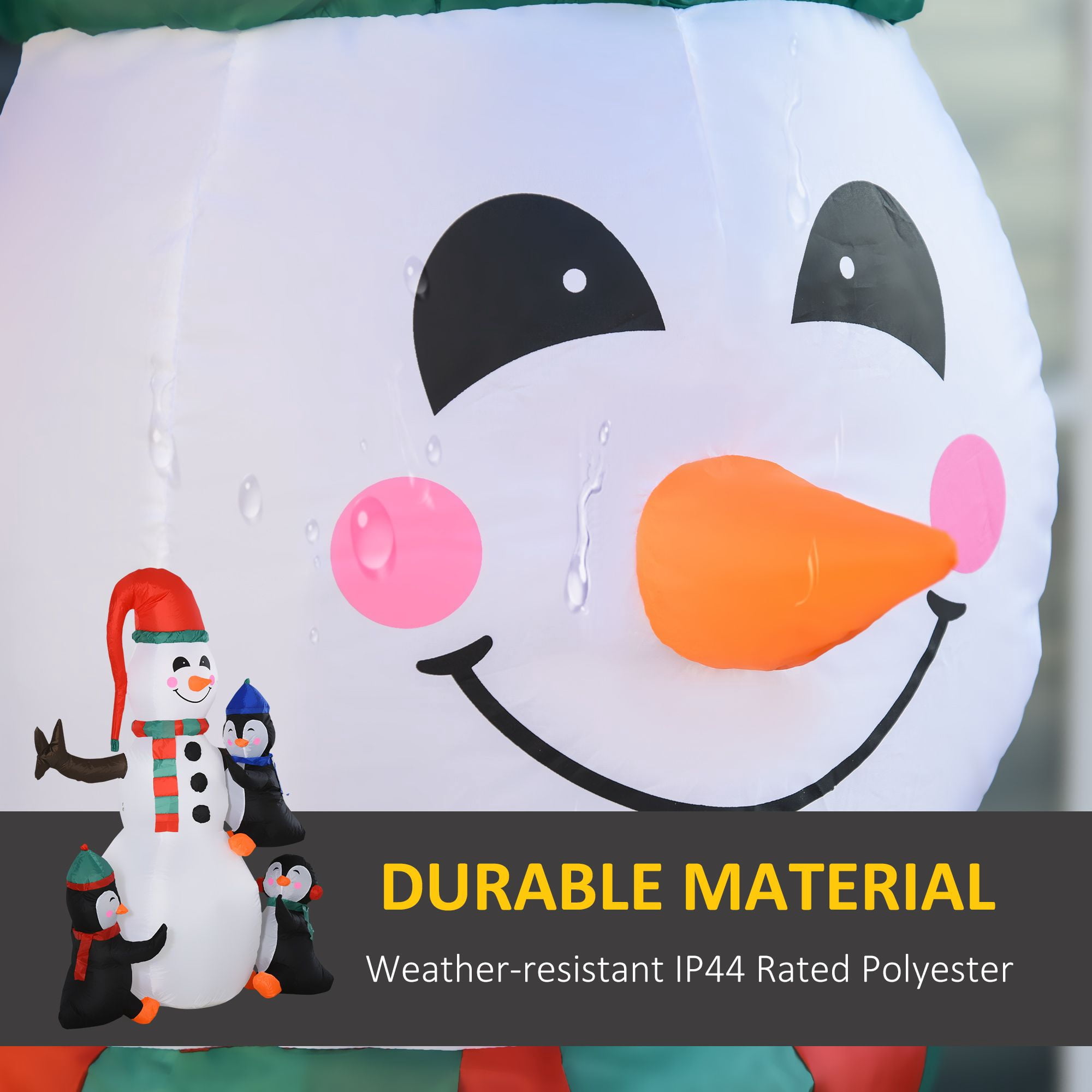 6 ft Christmas Yard Inflatable with 3 Penguins Building a Snowman, Lighted LED Outdoor Holiday Decoration, Polyester