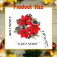 thumbnail image 2 of 9 Inch Red Poinsettia Christmas Candle Wreath - Artificial Flower with Red Berries & Pinecones, Holiday Table Centerpiece for Christmas Dinner Party Decor, 2 of 7