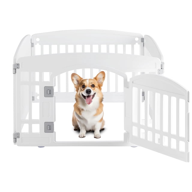 Parque infantil para perros Simple Deluxe, 24 ejercicios, 4 paneles con puerta, blanco