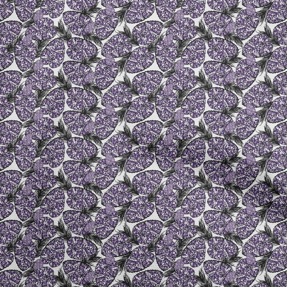 oneOoneSilkTabbyPurpleFabricTropicalTexureddLeafSewingMaterialPrintFabricByTheYard42InchWide