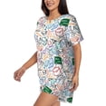 thumbnail image 2 of Wukai Back To School Women's Pajama Set,Short-Sleeve Top and Shorts with Elastic Waistband and Pockets for Loungewear, Yoga, and Casual Wear-3X-Large, 2 of 8