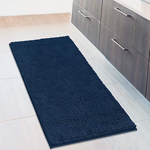 Alfombra de baño MAYSHINE, grande, suave, de microfibra de felpa, azul oscuro