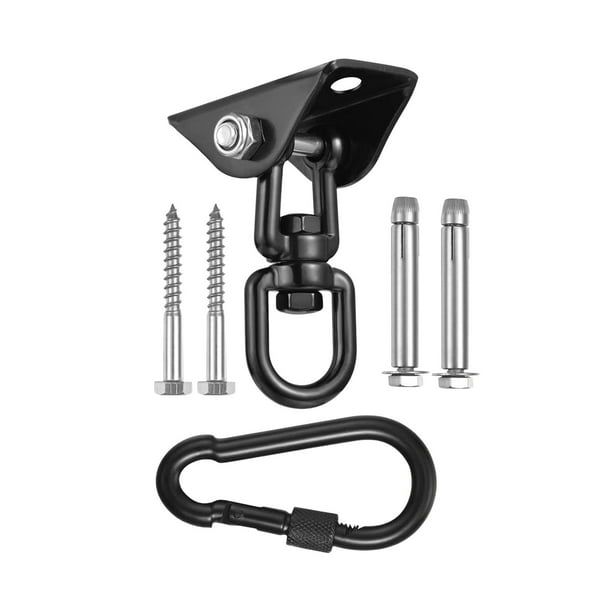 Kits para colgar hamacas, colgadores oscilantes, soportes de techo con ganchos de bloqueo, gancho de techo oscilante, broche para silla de gimnasio, Negro