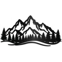 Mountain Metal Wall Art Forest Metal Wall Decor Rustic Wall Sculpture Hanging Mountain Home Decor Sign Black Tree Hollow Out Ornament for Living Room Bedroom Indoor Outdoor 15.7 x 8Inch