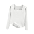 thumbnail image 1 of Chbgutlmr Womens Tops Long Sleeve Square Neck Thermal Comfy Undershirts Winter Basic Loose Warm Tops, 1 of 5