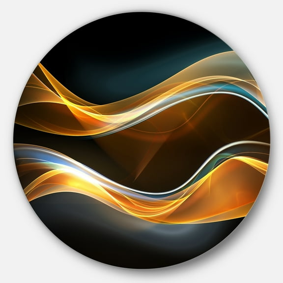 Designart '3D Gold Waves in Black' Metal Wall Art