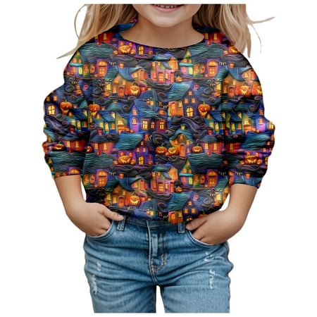 

Toddler Hoodie Sweatshirt Halloween Pullover Sweater Oversized Hoodie for Girls Halloween Letter Printed Sweatshirt Hoodie Tops for Teen Girls 4T