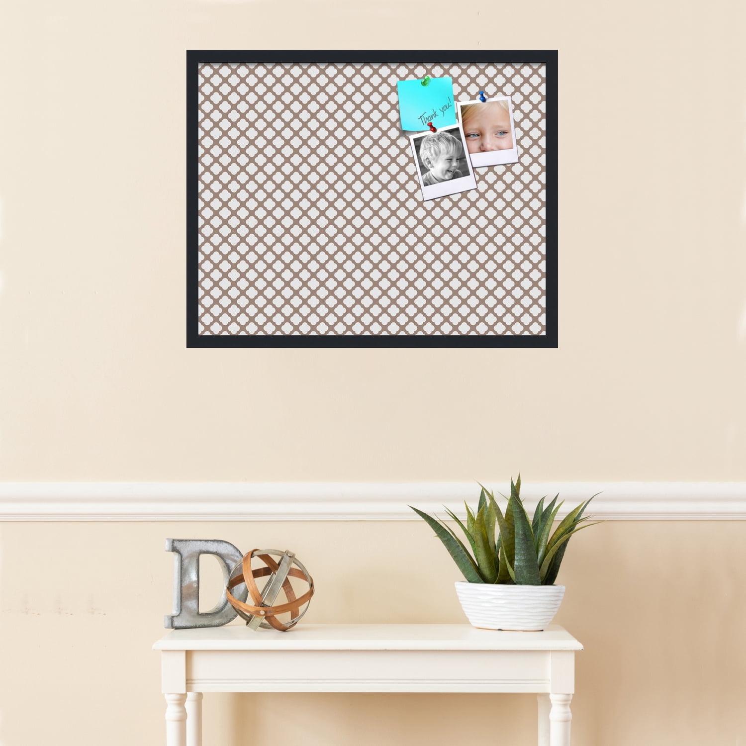 PinPix 28x22 Custom Cork Bulletin Board Light Brown Clover Poster Board Has a Fabric Style Canvas Finish, Framed in Light Brown Clover, by ArtToFrames (PinPix-540)
