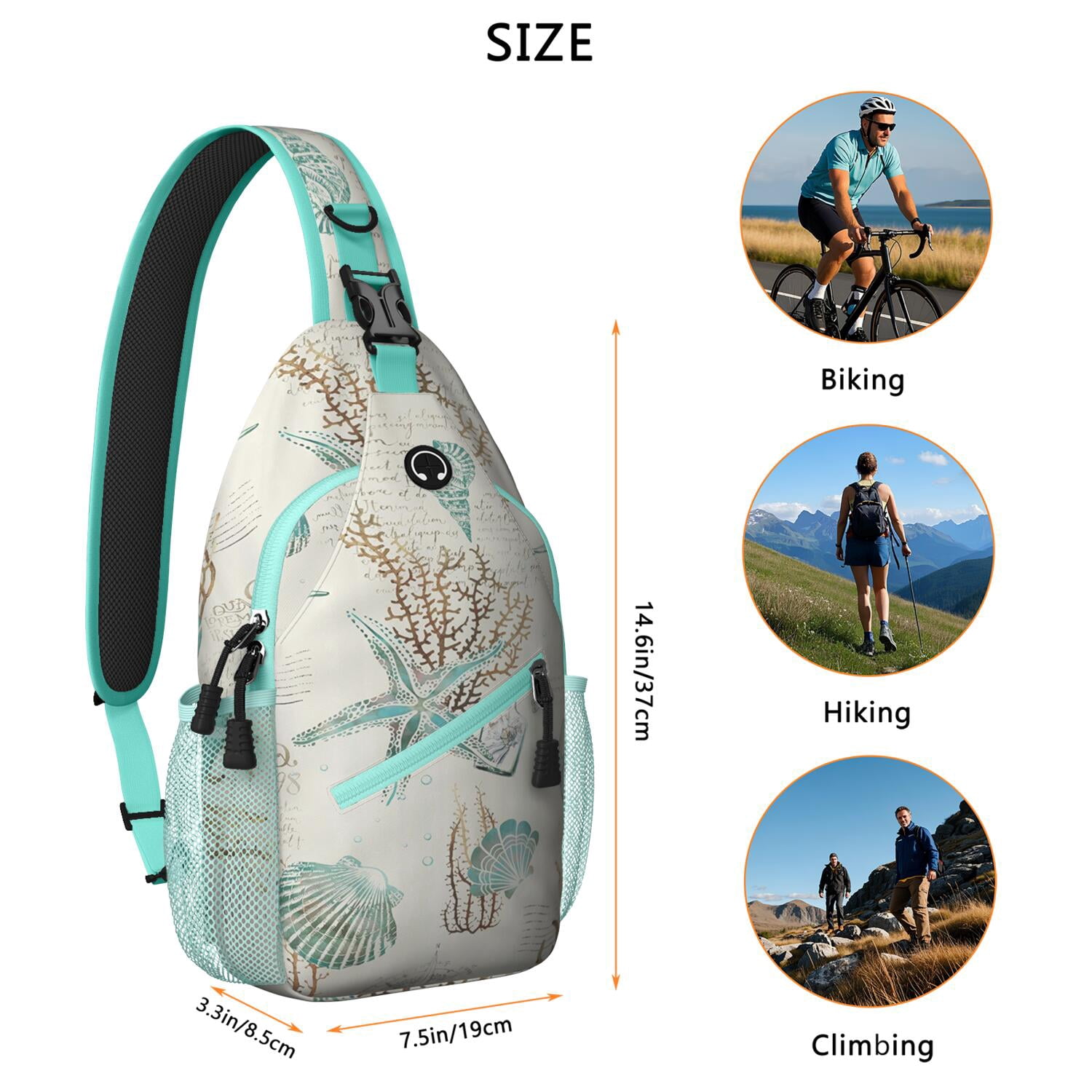 Tropical Crossbody Bag - Nautical Themed Lightweight Shoulder Backpack for Outdoor Adventures - Durable Anti-Theft Design for Beach, Travel, Urban Use