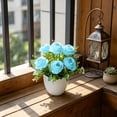 thumbnail image 6 of MMJ Artificial Rose Potted Plant Realistic Fake Flower with White Pot for Home Office Table Decor 7.1x5.1in, 6 of 6
