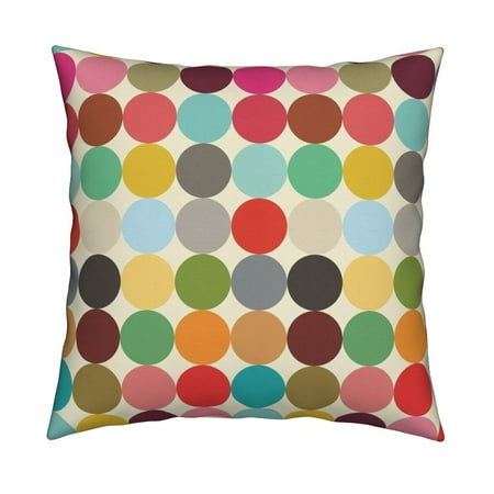 Mod Dot Circles - Mod Polka Dots Circle Palette Throw Pillow Cover w Optional Insert by Roostery