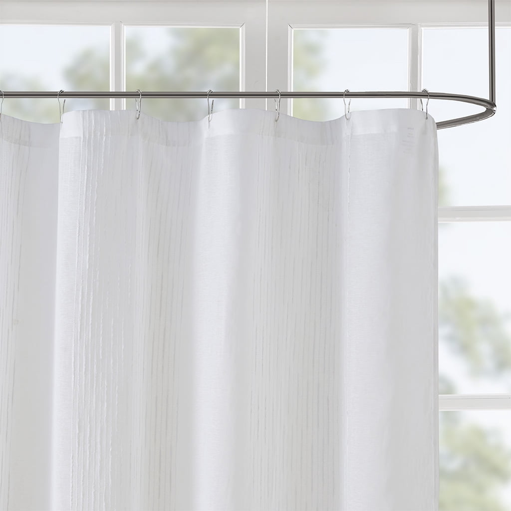 MAYEERTY White Sheer Bathroom Shower Curtains with 12 pcs Hooks,72" x 72"