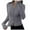 Grey, variant on Women's Stand up Collar Striped Double Zip Sweater Sweater Jacket Tight Stretch Top Knit Tops for Women Beige M