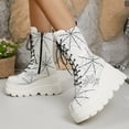 thumbnail image 5 of Roncen Women's Fashion Casual Versatile Round Toe Boots - Gothic Style Platform Wedge Heel Chunky Sole Ankle Boots with Spiderweb Detailing for Fall Winter New Arrival, 5 of 8