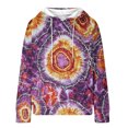 thumbnail image 4 of thefmos Women's Hooded Drawstring Tie Dye Sweatshirt with Kangaroo Pocket Casual Long Sleeve Pullover Fashion Fall Winter Outfit, Purple XL, 4 of 7