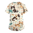 thumbnail image 6 of Kixjoy Scrub Tops Women Oversized Medical Animal Printed Scrubs V Neck Stretch Short Sleeve Top Lightweight Casual Blouses for Women with Pockets, Beige S, 6 of 6