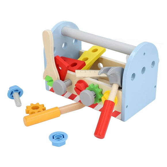 Ensembles d'Outils en Bois DIY Éducatifs Sûrs Jouet de Construction en Bois Durable Ensemble d'Outils de Simulation avec Vis Écrou Démontage pour Enfants