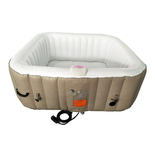 ALEKO HTISQ6BRWH Square Inflatable Hot Tub Spa With Cover 6 Person