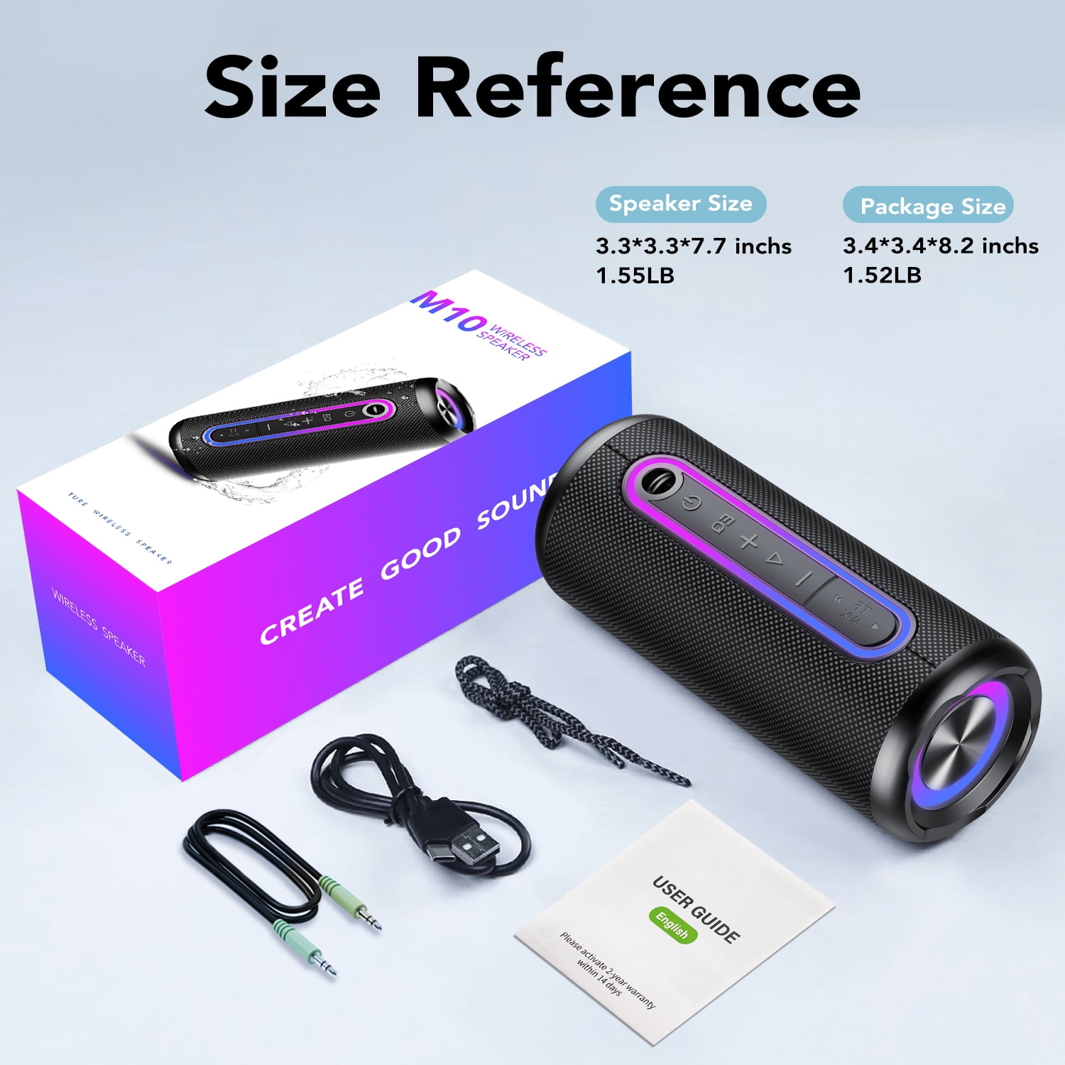 Portable Bluetooth Speaker IPX7 Waterproof Wireless Speaker with