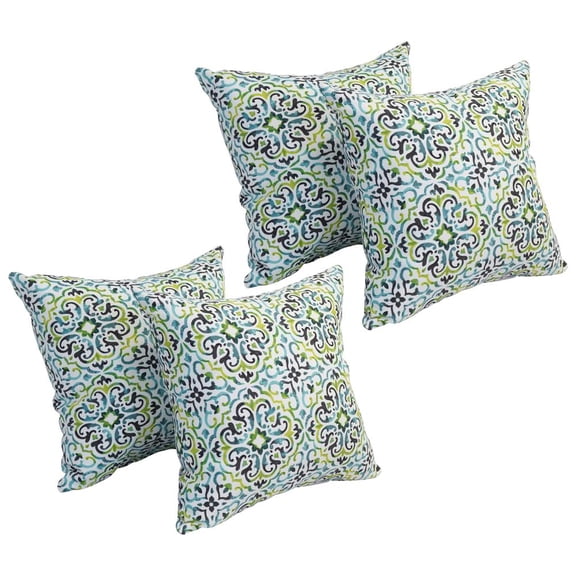Blazing Needles Outdoor Geometric Polyester Throw Pillow, 17", Reina Sterling 4 Count