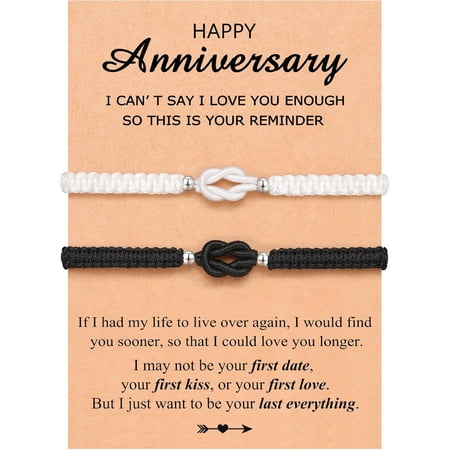 UNGENT THEM Pinky Promise Knot Couples Bracelets Anniversary Christmas Valentines I Love You Gifts for Boyfriend Girlfriend Women Men