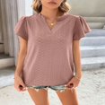 thumbnail image 3 of Women‘s Ruffle Short Sleeve V Neck Solid Color Blouse Tunic Top Basic Shirts Plus size, 3 of 6