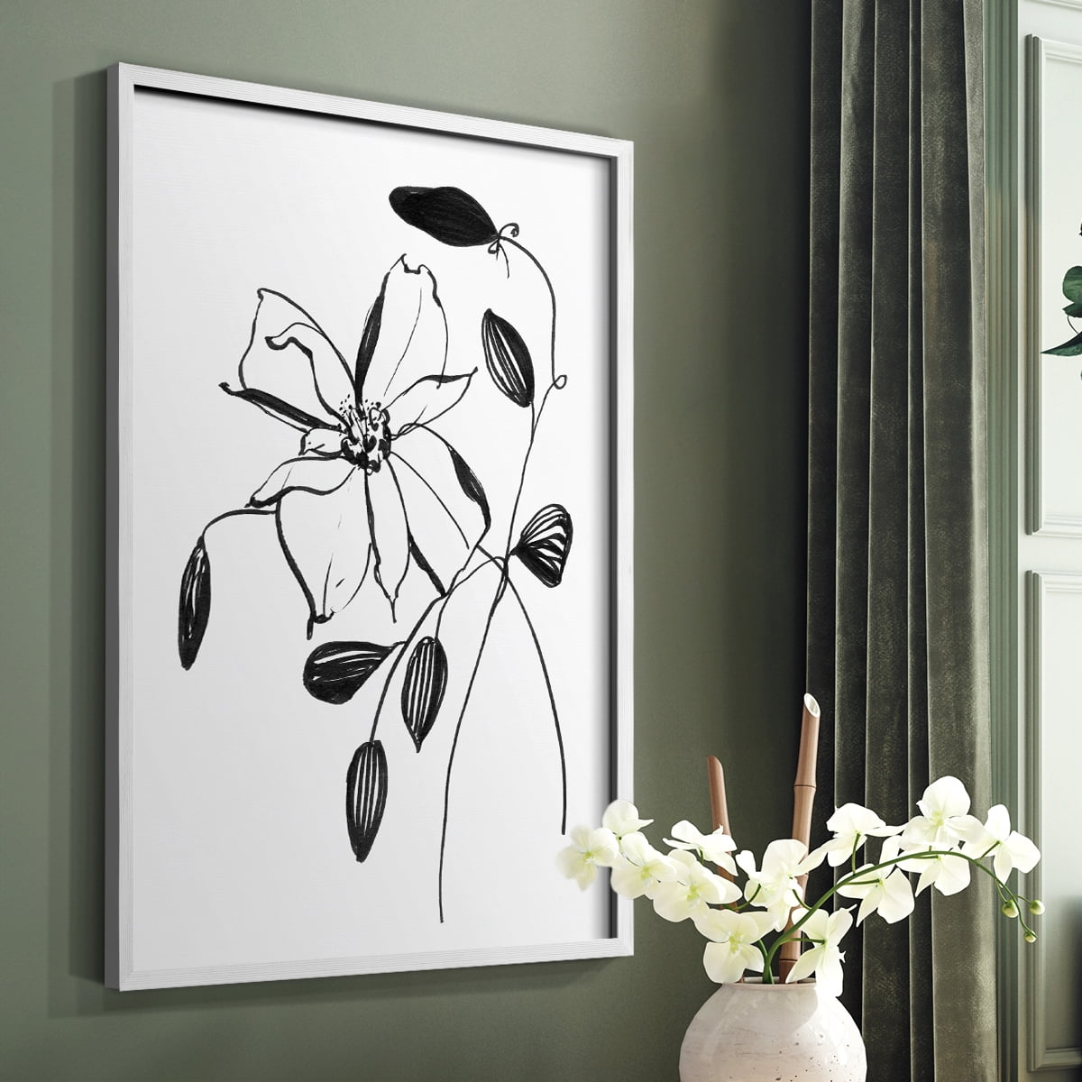 Wild Clematis II Framed Print in White Solid Wood 11 x 14 Framed Print