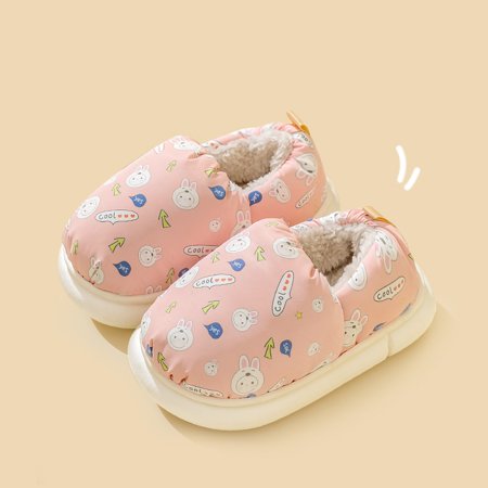 

Boys Girls Slippers Plush Anti-Slip Indoor Thermal EVA Shoes Winter New