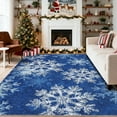thumbnail image 3 of Memoryfield Christmas Area Rug 5' x 7' Washable with Non Slip TPR Backing, Low Pile Christmas Snowflakes Winter Rugs, Xmas Decoration Carpets for Nursery Bedroom Dining Room, Blue, 3 of 9