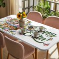 thumbnail image 3 of Easter Rabbits Table Cloths for 5 Foot Rectangle Tables, Watercolor Flowers Eggs Cute Bunny Butterflies Patio Waterproof Elastic Fitted Tablecloths, Washable Rectangular Table Cover for Camping, 3 of 8