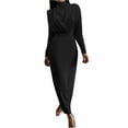thumbnail image 2 of LYXSSBYX Womens Long Sleeve Dress Women Fashion Half High Collar Sexy Solid Color Long Sleeve Slim Ankle Length Dress, 2 of 5