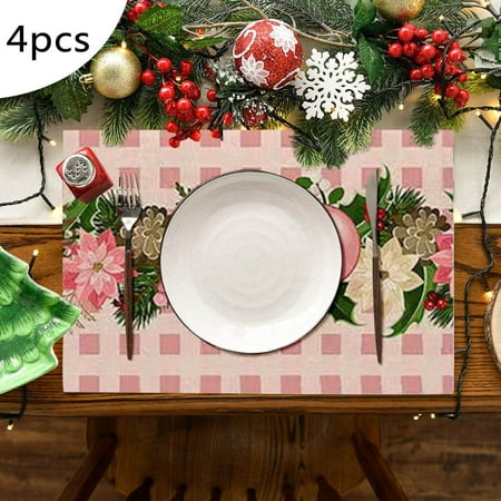 

Tall Dining Table Set Wooden Dining Table Mats Modern Kitchen Table Set for 4 Place Mates for Tables with Napkins Wicker Table Mats 6 4PCS Christmas Placemat Flax Tablecloth Thermal Mat Kitchen Table