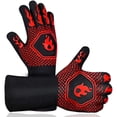 thumbnail image 1 of Guantes Resistente al calor Guante Recubrimiento de silicona Mits de horno Spacle-Saving Reutilizable para hornear para asar a asar rojo 1 par de 14 pulgadas kenally HA010624-01, 1 of 6