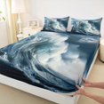 thumbnail image 3 of Manfei Sea Wave Storm Full Size Sheets, Nature Disaster Bed Sheets, Ocean Marine Theme Sheet Sets, Ultra Soft Home Decor, 4pcs, 3 of 7