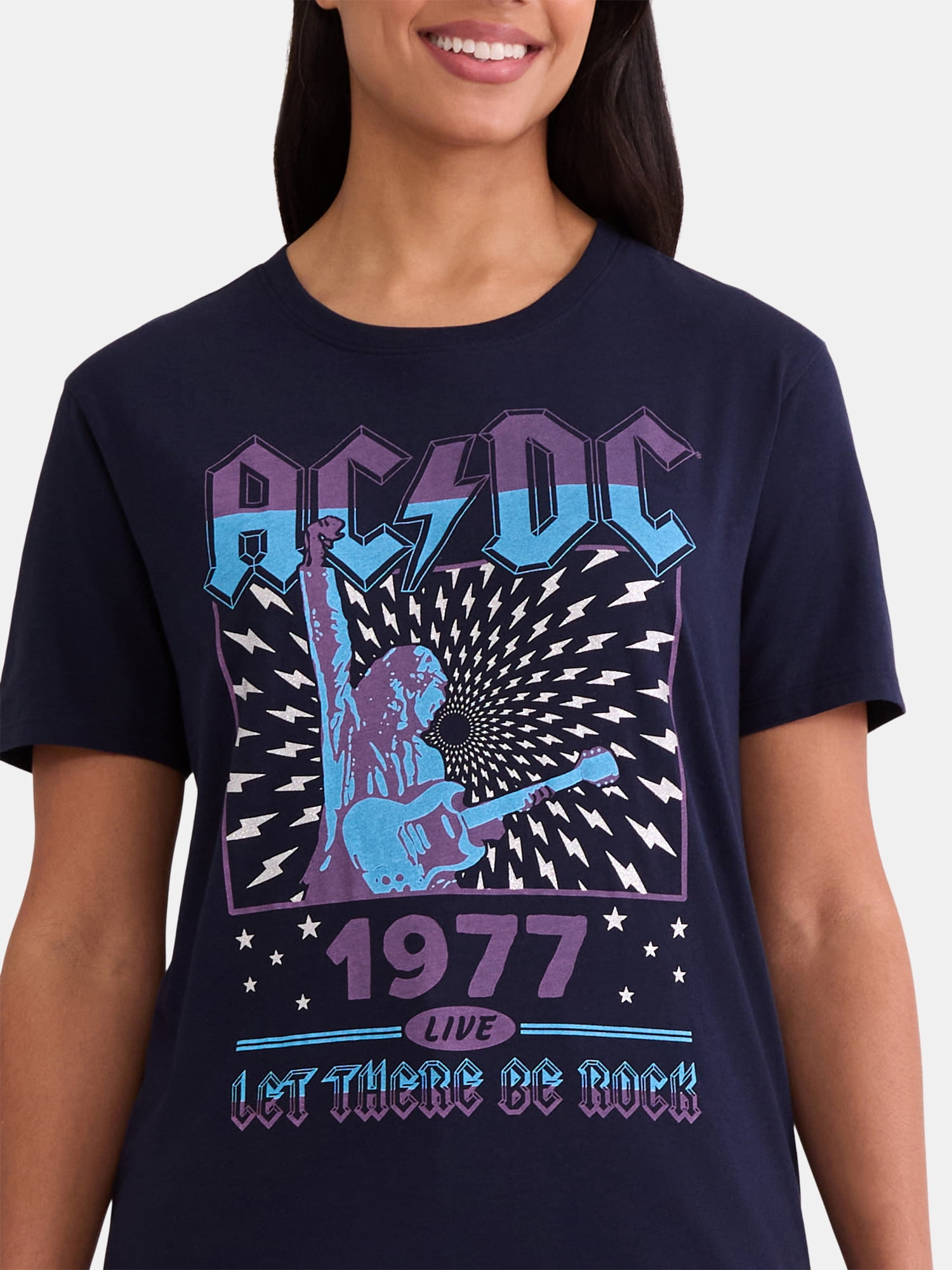 Time and Tru Women's AC/DC Let There Be Rock Graphic Tee, Sizes XS-XXXL