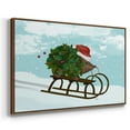 thumbnail image 3 of Christmas Holly Hedgehog Sledding - Framed Gallery Wrapped Holiday Canvas - 27 x 41 - Rosewood Frame, 3 of 8