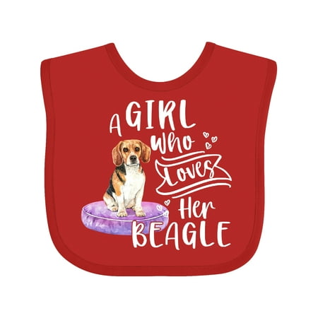 

Inktastic A Girl Who Loves Her Beagle Gift Baby Boy or Baby Girl Bib