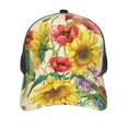 thumbnail image 3 of Disketp Sunflower Cornflower Poppy Print Trucker Hat Men Women - Mesh Baseball SnapBack Cap, 3 of 7